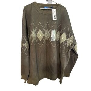 Towncraft Vintage Sweat Shirt/Sweater Men's Size 2XLT Argyle Print GrandpaCore